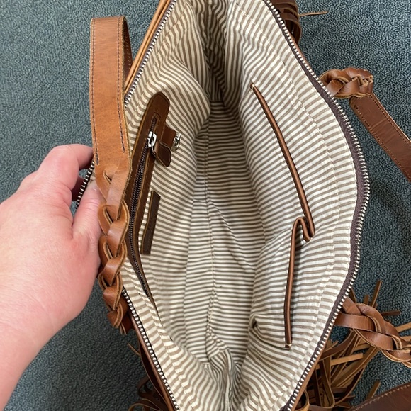 Daja Designs Brown Leather Bohemian Tote Bag with Detachable Crossover Strap - Picture 3 of 12